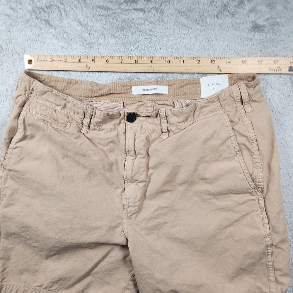 Billy Reid Chino Shorts Mens 34 Beige Pima Cotton Twill 7" Inseam Casual Summer